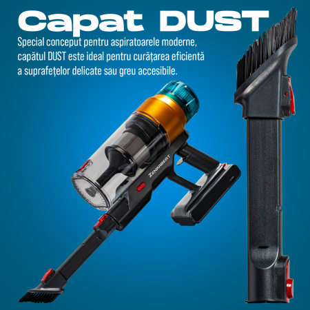 Resigilat Aspirator vertical fara fir Zenkabeat XC400, 2in1: aspirator vertical sau de mana, Tub extensibil, acumulator Li 29.6V, 400W Brushless, autonomie pana la 60 min, Baterie 17600 Mah, Perie Led [3]
