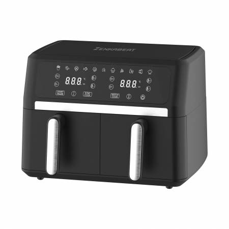Produse Resigilate - Resigilat Friteuza cu aer Zenkabeat V2 Ultimate Dual-Pot Airfryer, 2400W, capacitate 9L, 11 programe presetate, Tehnologie Deep-Fry, temperatura ajustabila 80-200°C, timer 0-60 minute, poturi detasabi