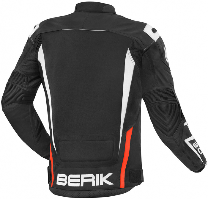 Geaca Moto Berik Radic din Piele si Textil Negru/Rosu/Alb [2]