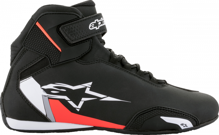 Ghete Moto Sektor Negru/Alb/Rosu Fluo [8]