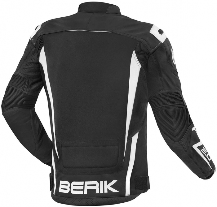 Geaca Moto Berik Radic din Piele si Textil Negru/Alb [2]