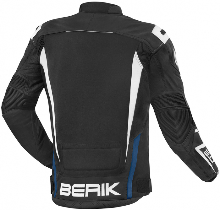 Geaca Moto Berik Radic din Piele si Textil Negru/Albastru/Alb [2]