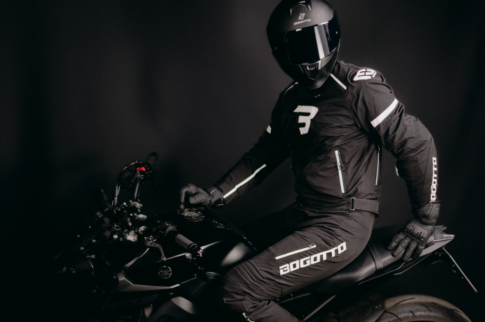Geaca Moto Textila Impermeabila Bogotto Sparrow, Negru/Alb [3]