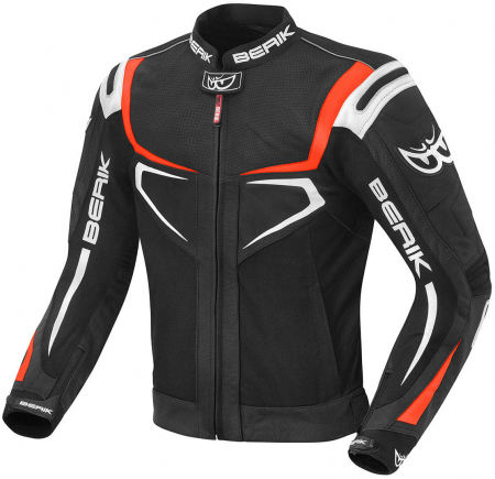 Echipamente Moto - Geaca Moto Berik Radic din Piele si Textil Negru/Rosu/Alb