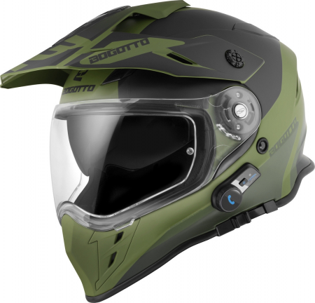 Casti - Casca Bogotto H331 BT Tour EVO Bluetooth Enduro Verde Mat
