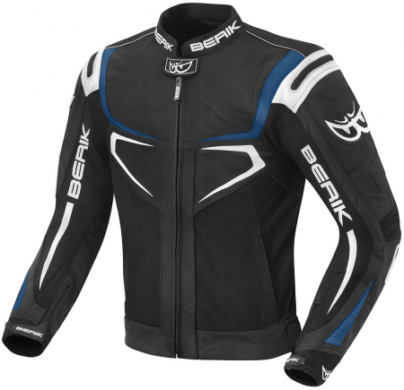 Echipamente Moto - Geaca Moto Berik Radic din Piele si Textil Negru/Albastru/Alb
