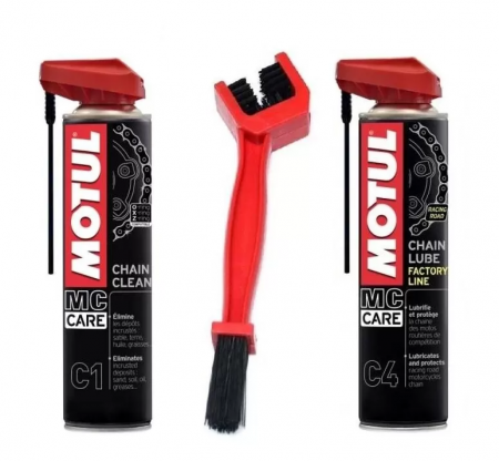 Piese Moto - SET C1/C4 CHAIN CLEAN 400ML + CHAIN LUBE FACTORY LINE 400 ML + PERIE LANT MOTUL