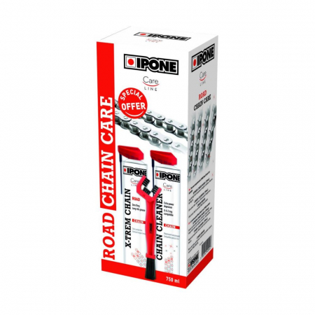 Piese Moto - SET INTRETINERE LANT ROAD (SPRAY CURATAT 750ML+SPRAY LUBRIFIAT 750ML+PERIE) IPONE