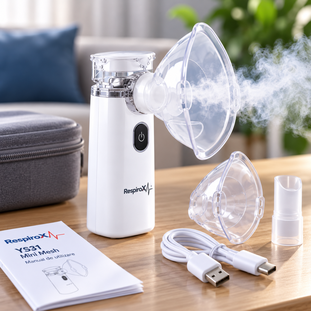 Aparat de Aerosoli Zenva Portabil RespiroX YS31 Mini Mesh, Nebulizator Electric Reîncărcabil, Silențios [5]