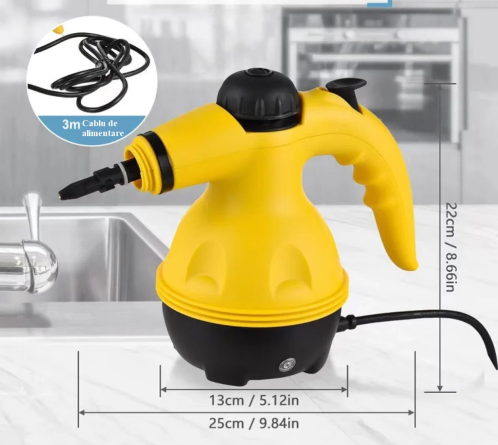 Aparat de curatare cu abur portabil – 1000 W, presiune inalta, multifunctional [3]