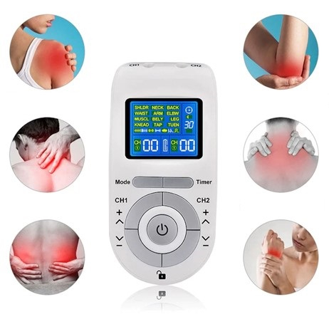 Aparat de masaj cu electrostimulare 12 programe, 40 niveluri intensitate, 4 electrozi, Display digital, Alb [3]