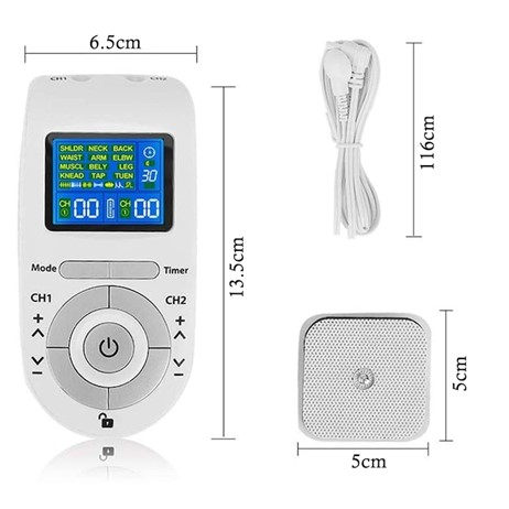Aparat de masaj cu electrostimulare 12 programe, 40 niveluri intensitate, 4 electrozi, Display digital, Alb [5]