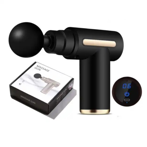 Aparat pentru Masaj Tip Pistol, 4 Capete Interschimbabile, 6 Viteze, Negru-Auriu [2]