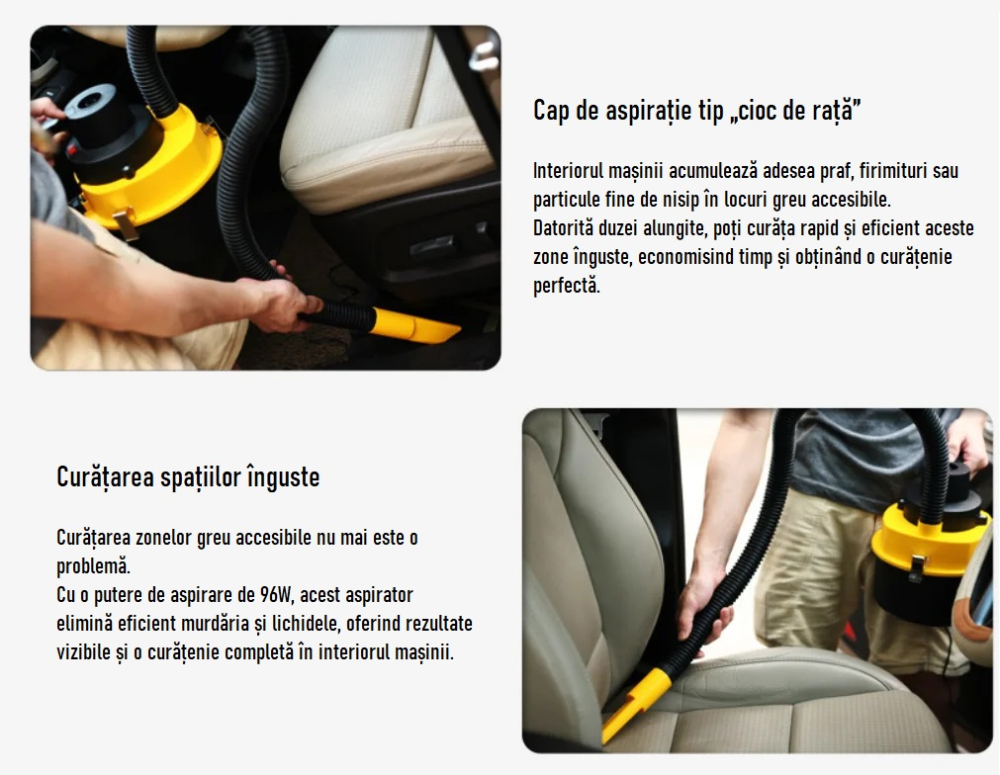Aspirator Auto Portabil Umed-Uscat Turbo - Putere Mare de Absorbtie, Accesorii Multiple [4]