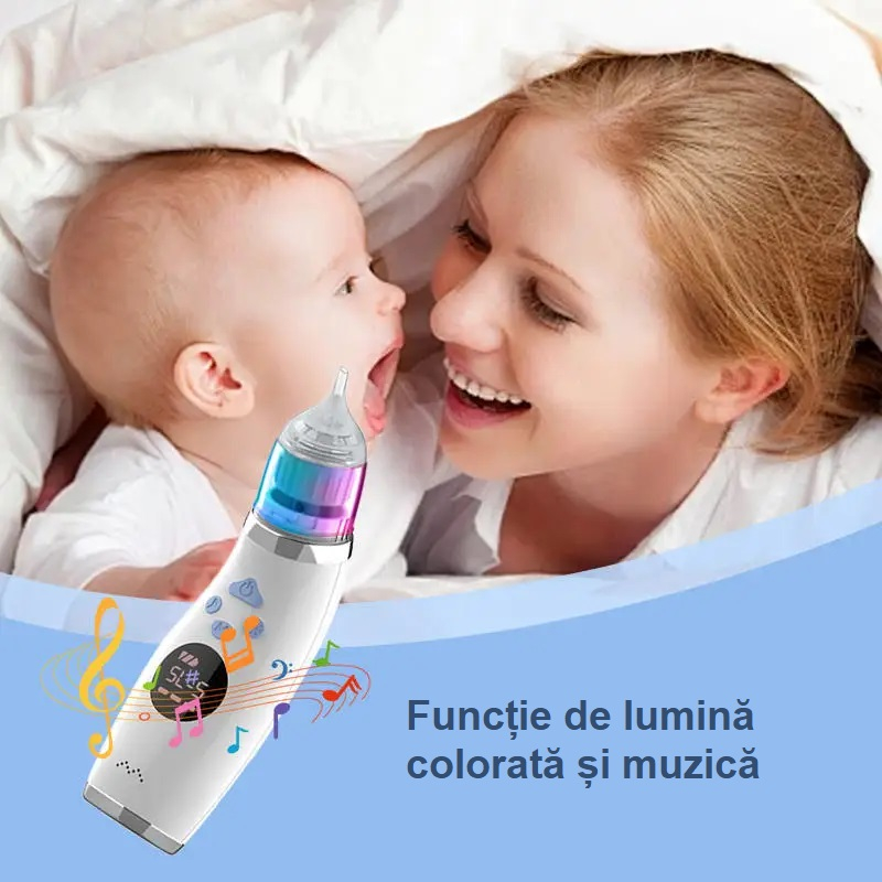 Aspirator nazal electric pentru bebeluși - 5 trepte, lumină colorată, muzică + 3 capete din silicon [6]