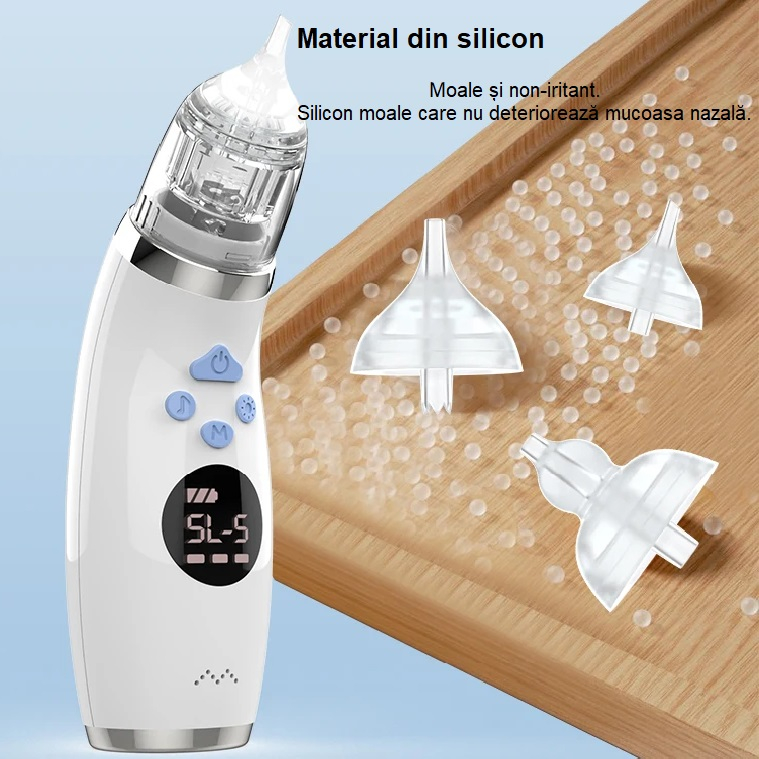 Aspirator nazal electric pentru bebeluși - 5 trepte, lumină colorată, muzică + 3 capete din silicon [2]