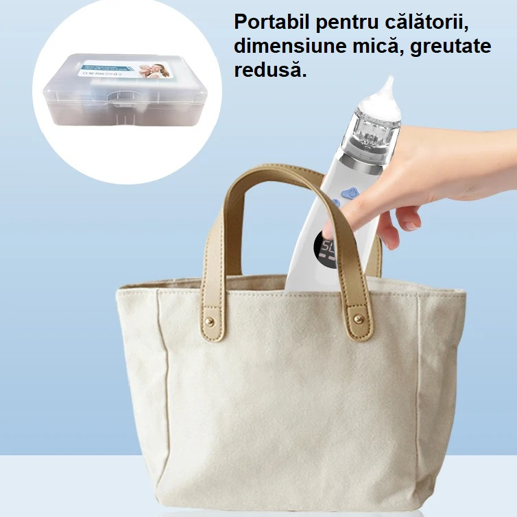 Aspirator nazal electric pentru bebeluși - 5 trepte, lumină colorată, muzică + 3 capete din silicon [3]