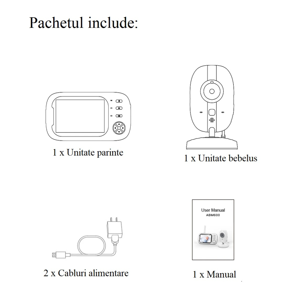 Baby Monitor Audio ABM600 – Video bebelusi , Wireless, Ecran 3.5’’ LCD, Night Vision, Senzor Temperatura, VOX [8]
