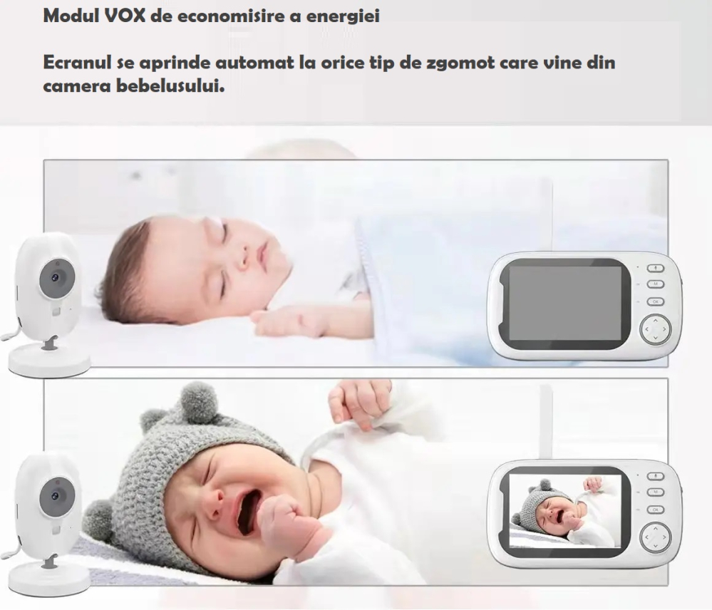 Baby Monitor Audio ABM600 – Video bebelusi , Wireless, Ecran 3.5’’ LCD, Night Vision, Senzor Temperatura, VOX [6]