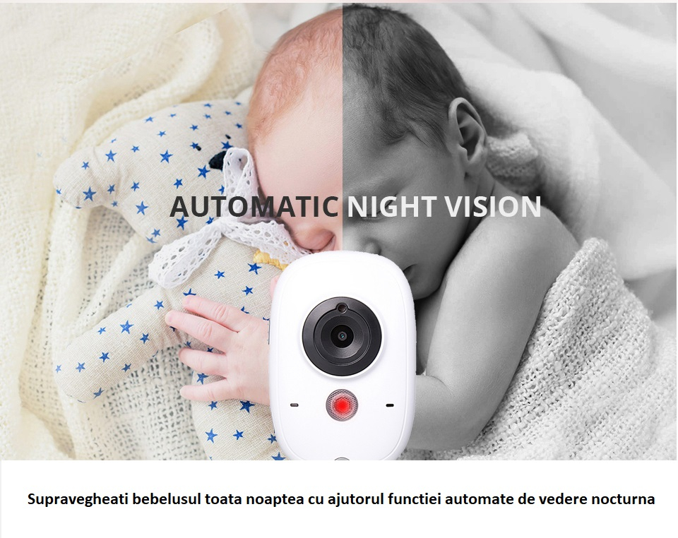 Baby Monitor VB603 Audio – Video, Wireless, Ecran 3.2 Inch LCD, Night Vision, Senzor Temperatura, Talk-back, Cantece de Leagan [14]