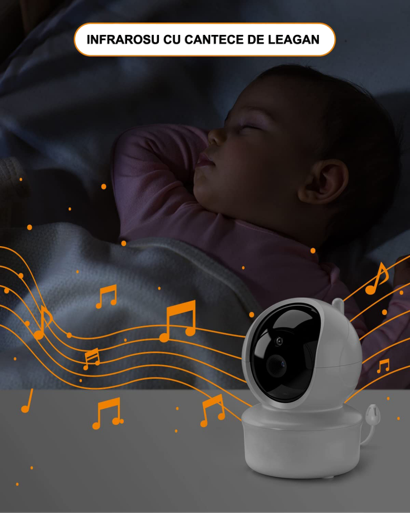 Baby Monitor SM650- Sistem de Monitorizare Video si Audio Pentru Bebelusi, Ecran HD 5 inch LCD, Rotire 355°, Mod Nocturn, VOX, Rotire Orizontala/Verticala, Temperatura, Cantece de Leagan [9]