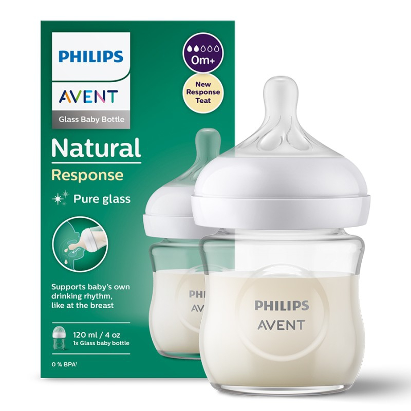Biberon din sticla Philips Avent Natural Response, +0 luni, 120 ml, SCY930/01, Philips Avent [1]