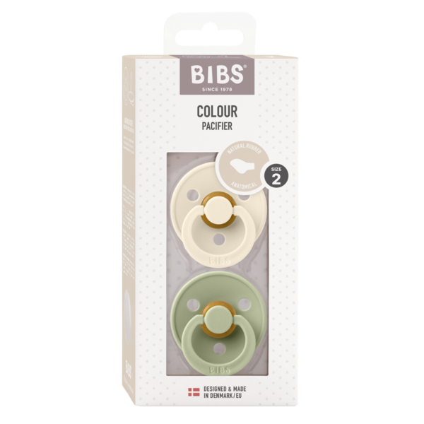 BIBS - Set 2 suzete Colour Latex, tetina anatomica, 6 luni +-Ivory/Sage [2]