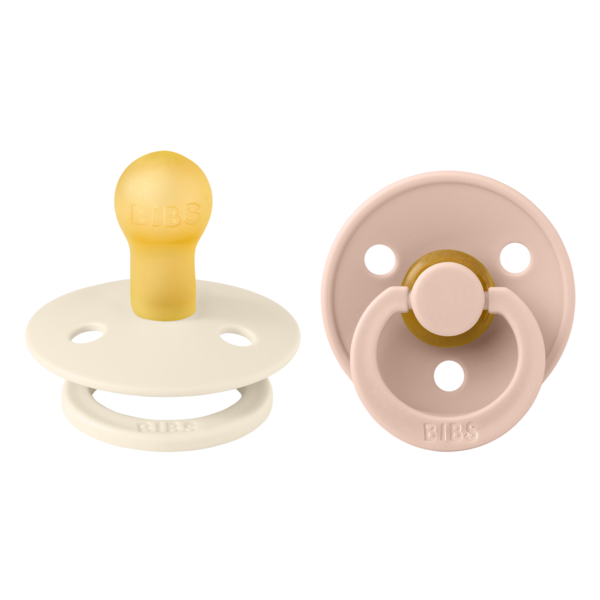 BIBS - Set 2 suzete Colour Latex, tetina rotunda, 0 luni +-Ivory/Blush [1]