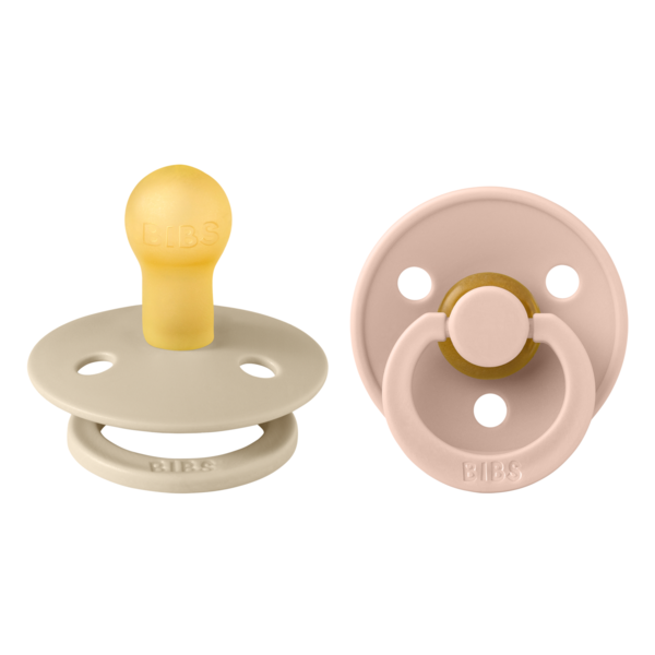 BIBS - Set 2 suzete Colour Latex, tetina rotunda, 0 luni +-Vanilla/Blush [1]