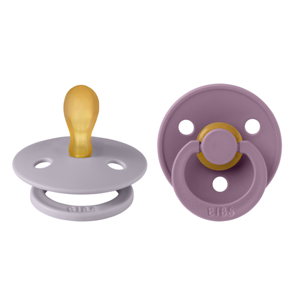 BIBS - Set 2 suzete Colour Latex, tetina simetrica, 0 luni +-Fossil Grey/Mauve [1]