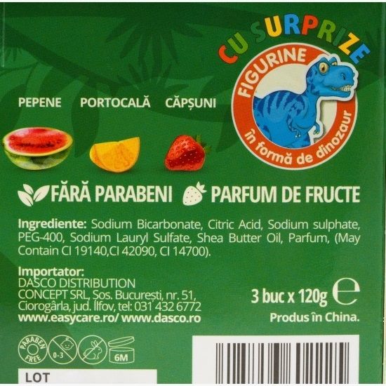 Bombe de baie EASYCARE BABY ou de dinozaur cu suprize, parfum fructe 3buc [2]