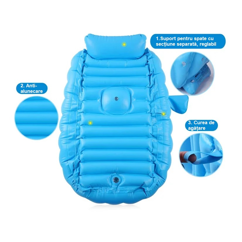 Cadita Gonflabila pentru Bebelusi - Portabila, Sigura si Ultra Confortabila, Albastru [5]