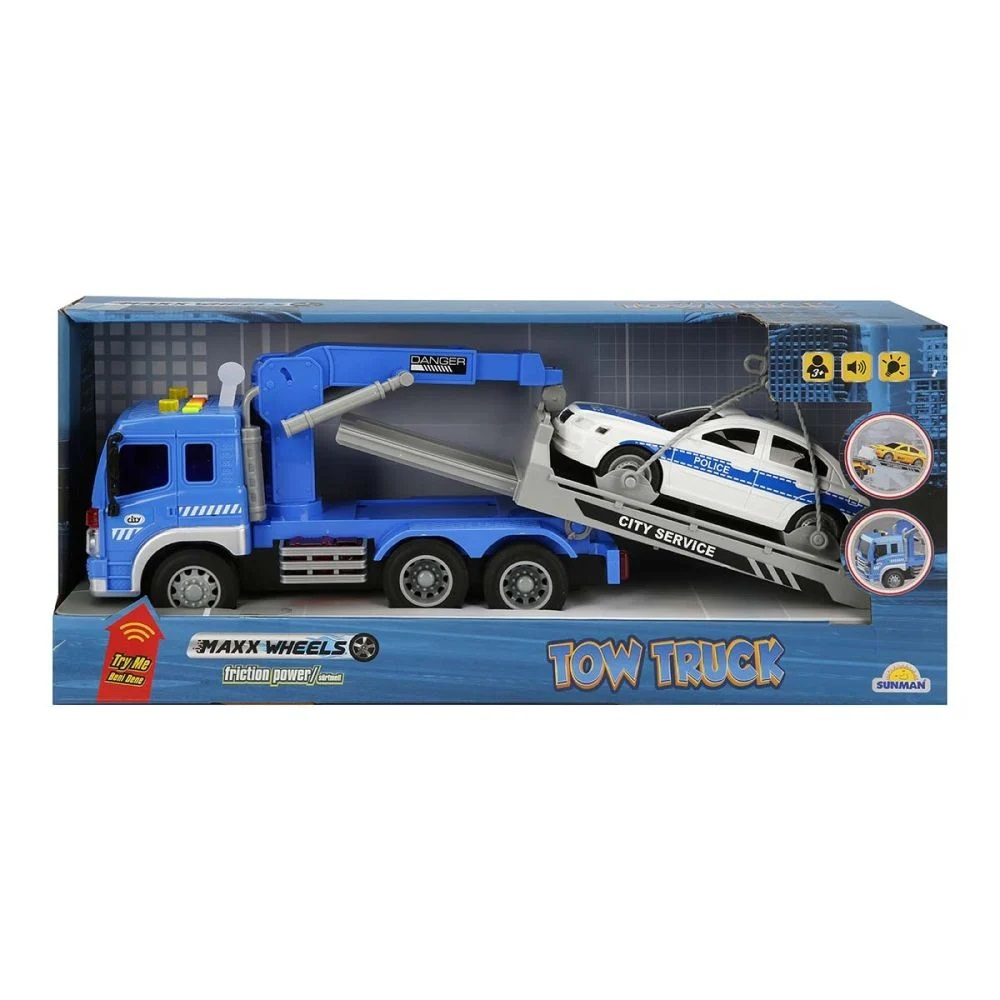 Camion de tractat cu lumini si sunete, Taxi, Maxx Wheels, 116, Albastru [1]