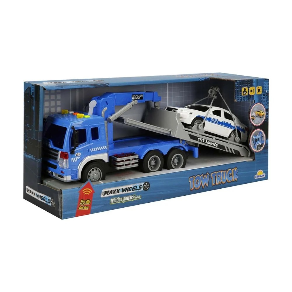 Camion de tractat cu lumini si sunete, Taxi, Maxx Wheels, 116, Albastru [2]