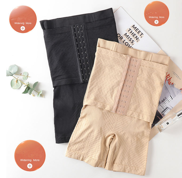 Colanti scurti modelatori cu centura abdominala postnatala integrate, Negru XS/S [6]
