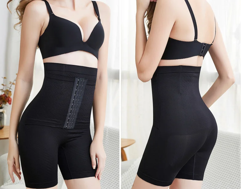 Colanti scurti modelatori cu centura abdominala postnatala integrate, Negru XS/S [2]