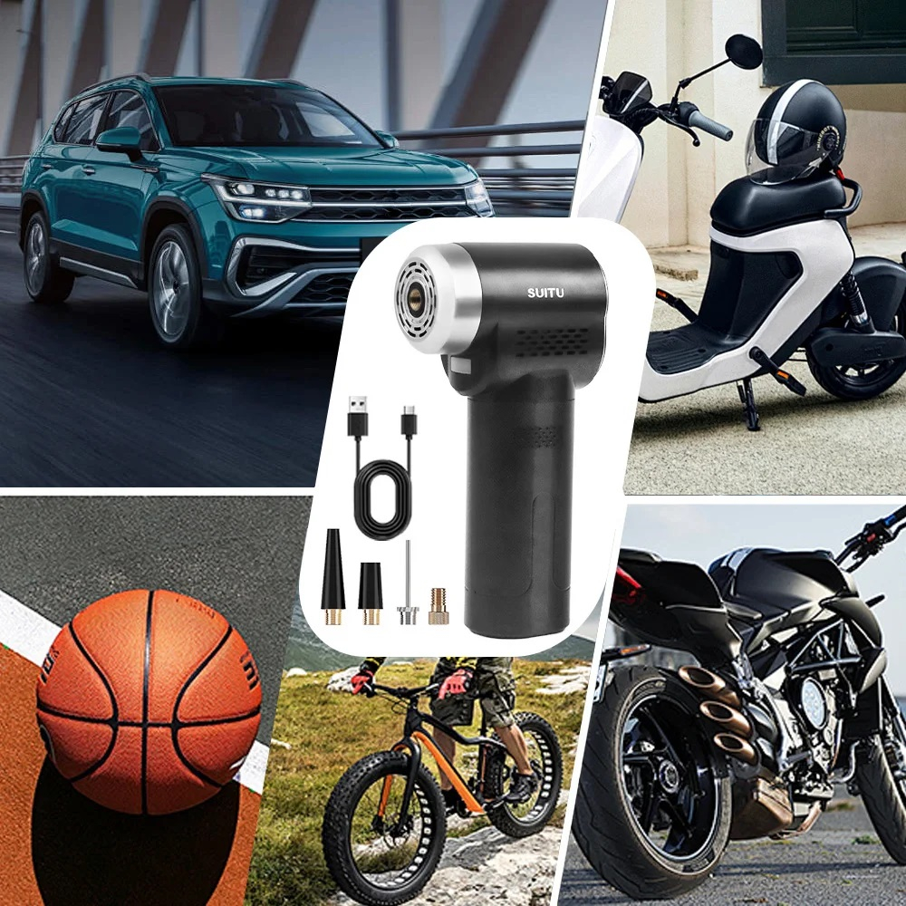 Compresor auto cu baterie portabil tip pistol 150 PSI – Pompa de aer digitala multifunctionala [3]