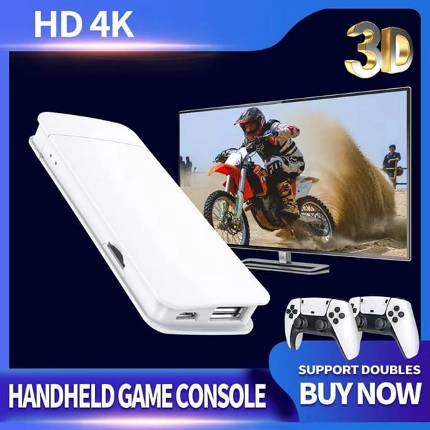 Consola jocuri video pe televizor, 4K Ultra HD, 2 controler wireless, 20.000 de Jocuri Video clasice [9]