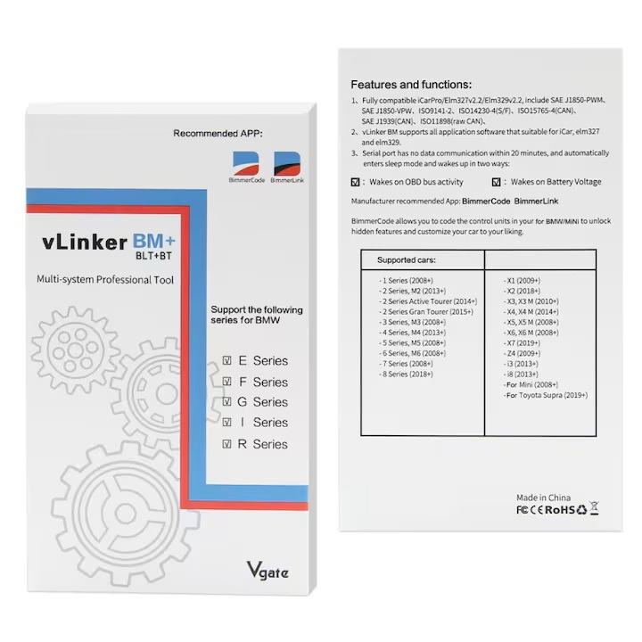 Diagnoza Vgate VLinker BM+ BMW BimmerCode Resetari Live Data Regenerare DPF, OS Compatibil: IOS, Android [5]