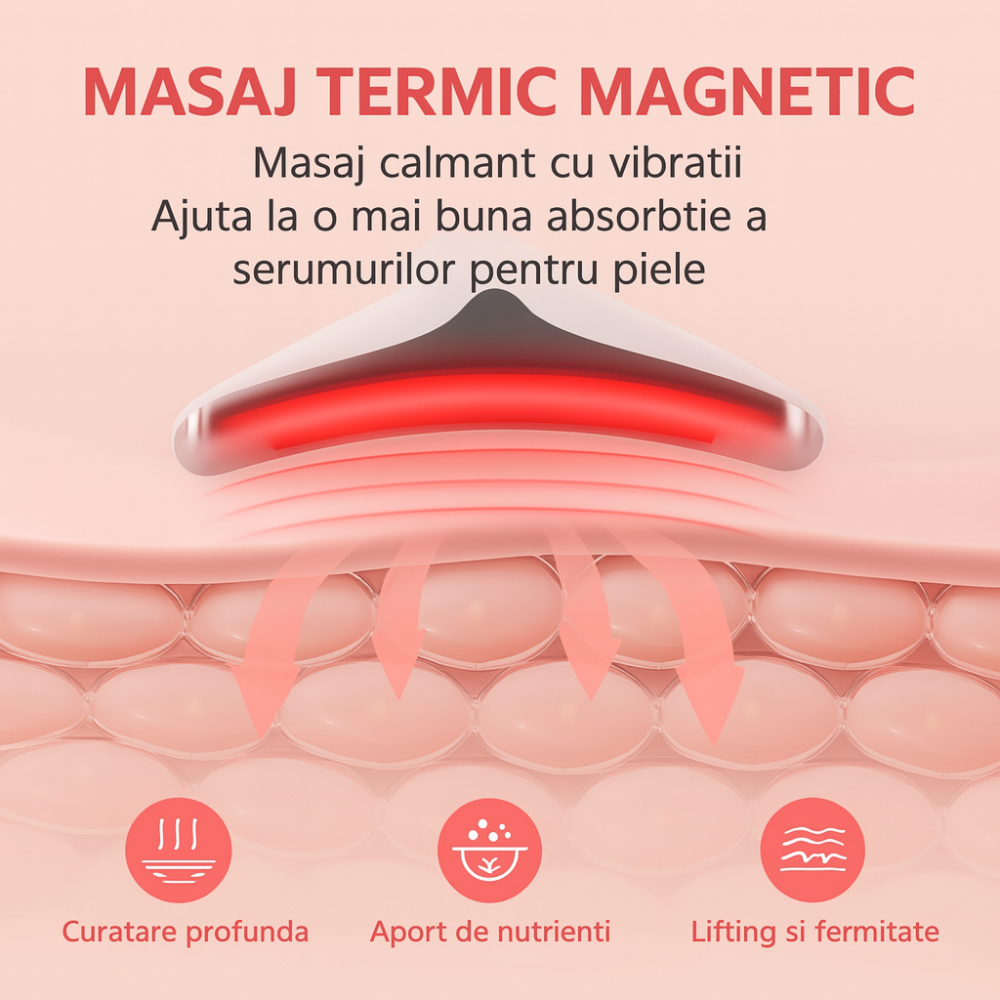 Dispozitiv de Masaj si Lifting Facial cu Terapie LED 7 Culori si incalzire, Alb [4]