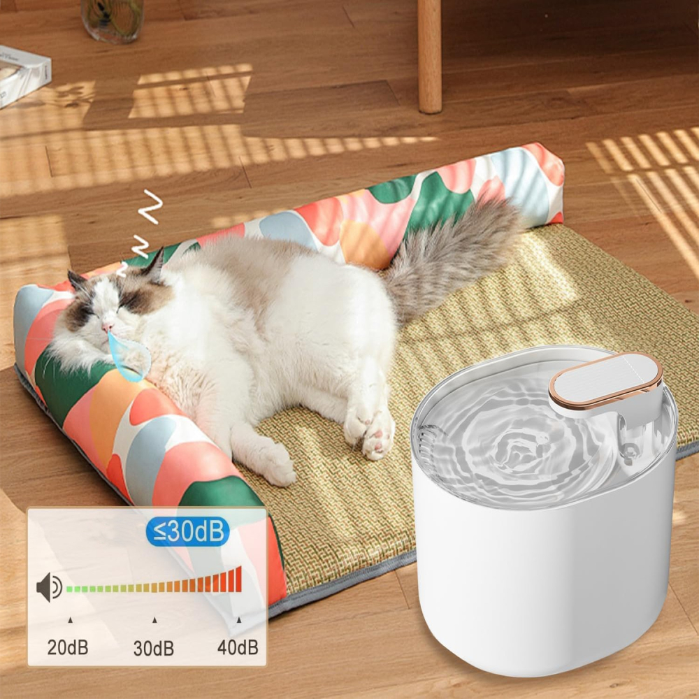 Fantana de apa pentru pisici si caini - pompa silentioasa, filtru carbon, capacitate 3 L, USB, Alb [4]