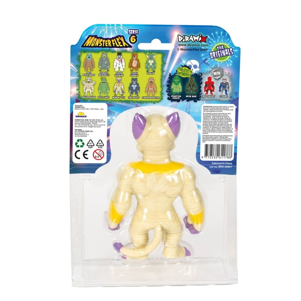 Figurina Monster Flex, Monstrulet care se intinde, S6, Mummy Cat [4]