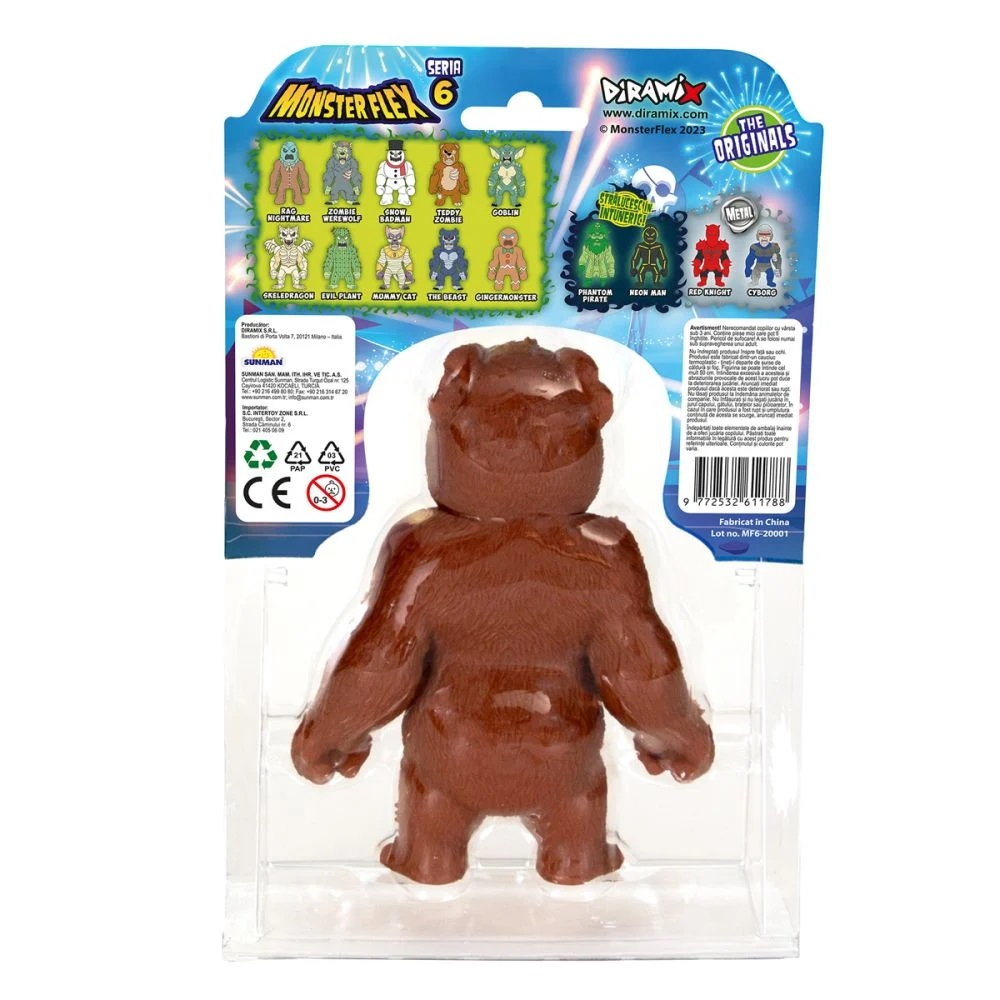Figurina Monster Flex, Monstrulet care se intinde, S6, Teddy Zombie [4]