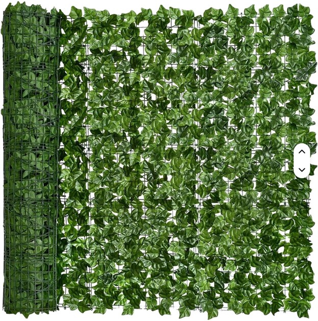 Gard decorativ viu artificial, frunze iedera – 1,5m x 3m, paravan, rezistent UV, Verde [10]