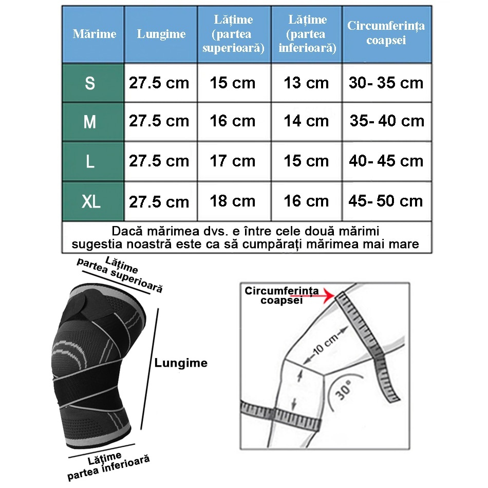 Genunchiera Elastica Profesionala, Orteza cu Compresie, Țesatura Respirabila – Gri M [4]