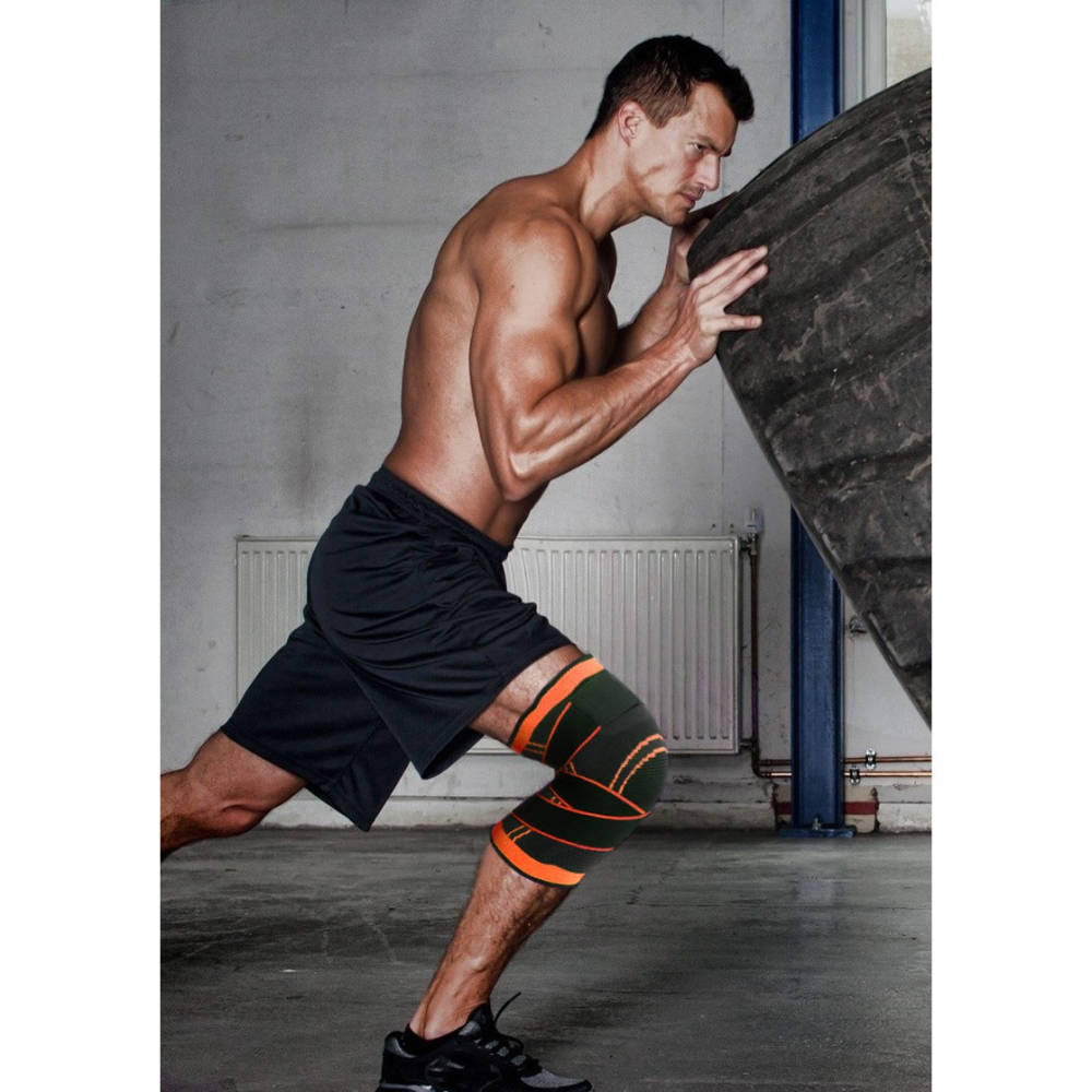 Genunchiera Elastica Profesionala, Orteza cu Compresie, Țesatura Respirabila – Portocaliu L [2]