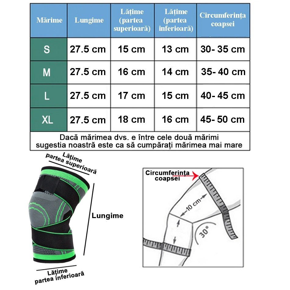 Genunchiera Elastica Profesionala, Orteza cu Compresie, Țesatura Respirabila – Verde L [4]