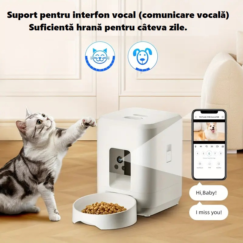 Hranitor automat inteligent 2L pentru pisici si caini mici – Wi-Fi & aplicatie, Alb [3]