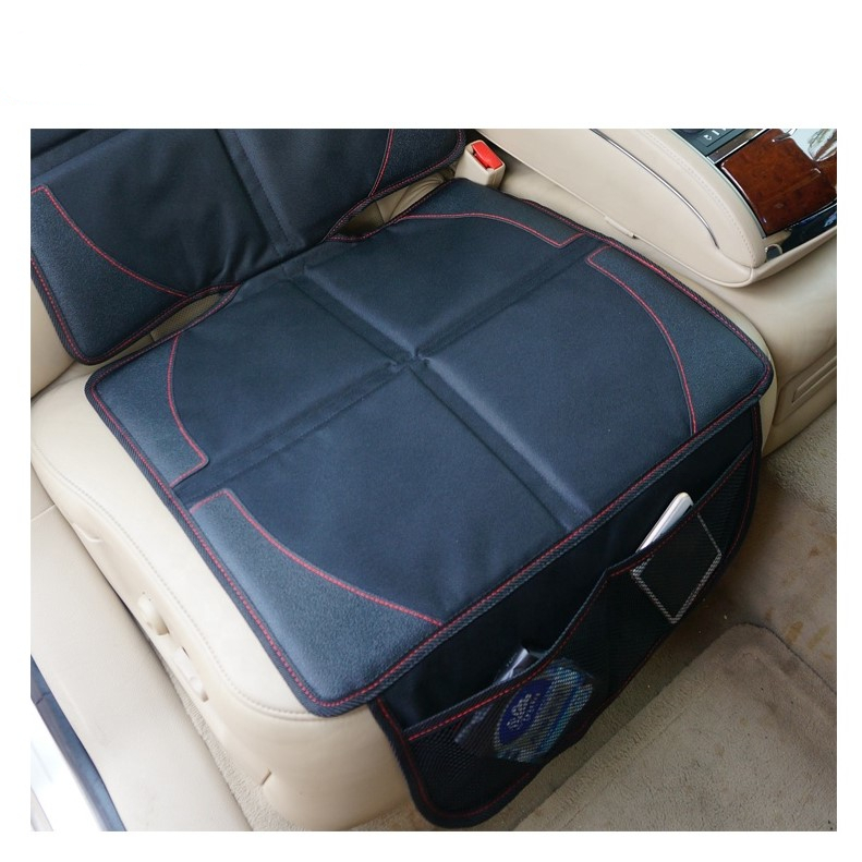 Husa de protectie scaun auto copii, universala, anti-alunecare, impermeabila, cu buzunare, neagra, protectie bancheta masina [4]