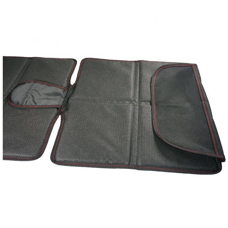 Husa de protectie scaun auto copii, universala, anti-alunecare, impermeabila, cu buzunare, neagra, protectie bancheta masina [3]